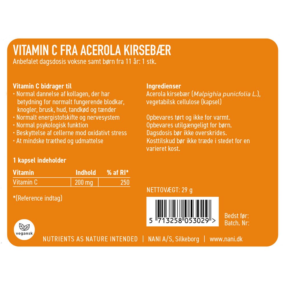 Nani Acerola C vitamin | 45 kapsler - Naturligtsunde