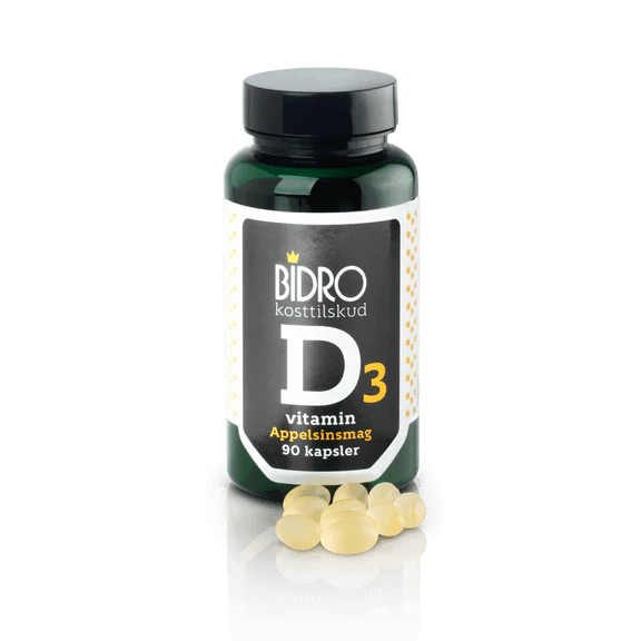 Bidro D3 Vitamin Kosttilskud Med Appelsinsmag - 90 Kapsler - Naturligtsunde